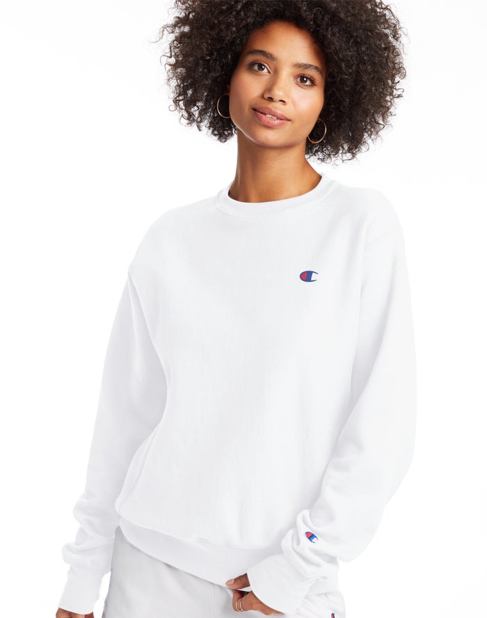 Champion Sweatshirt Dames - Wit - Reverse Weave Boyfriend Crew ( 319468-JTO )